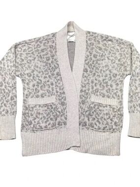Abercrombie & Fitch Womens Leopard Print Cardigan Sweater Tan Beige Small
